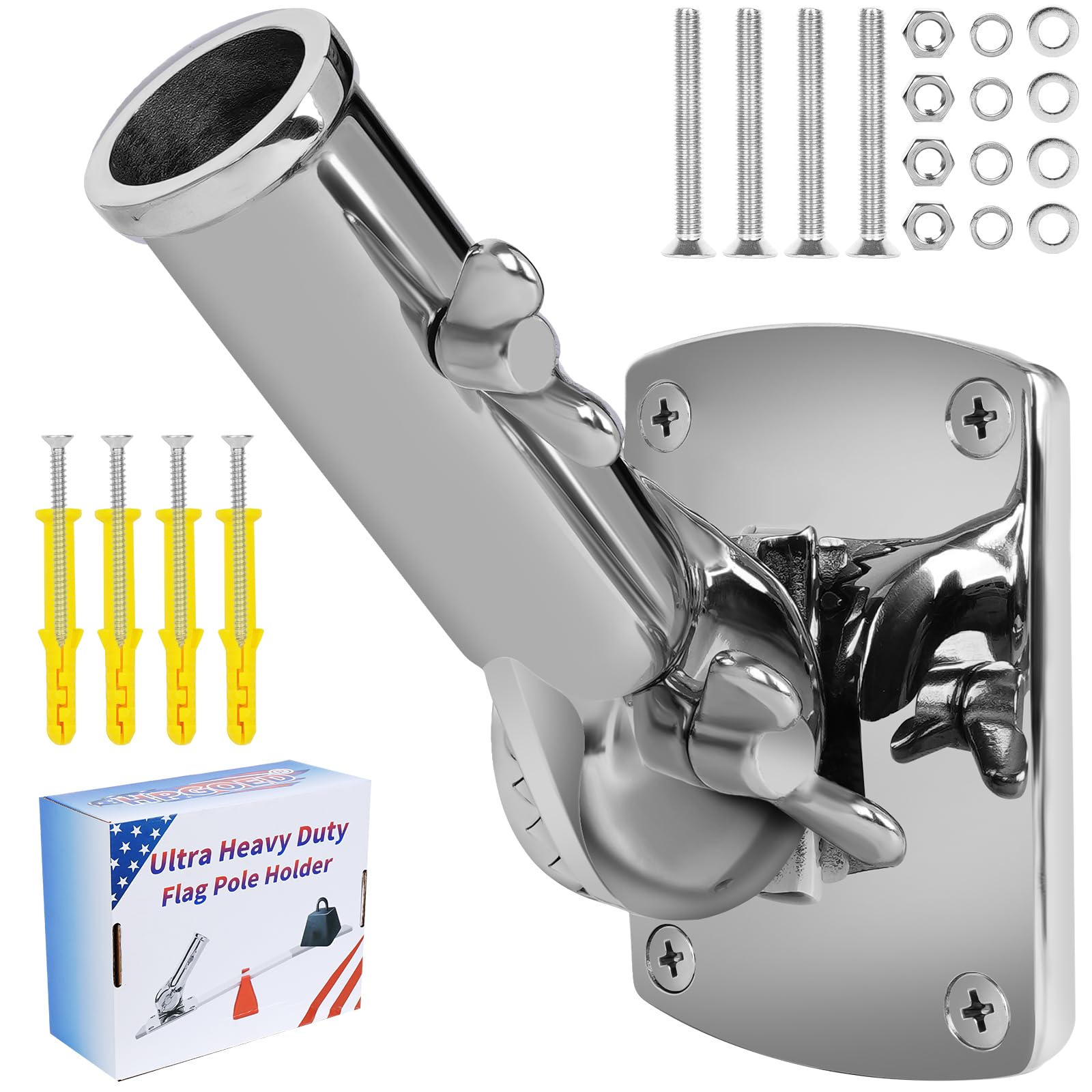 HPGOED flag pole holder in marine-grade 316 stainless resists salt spray.