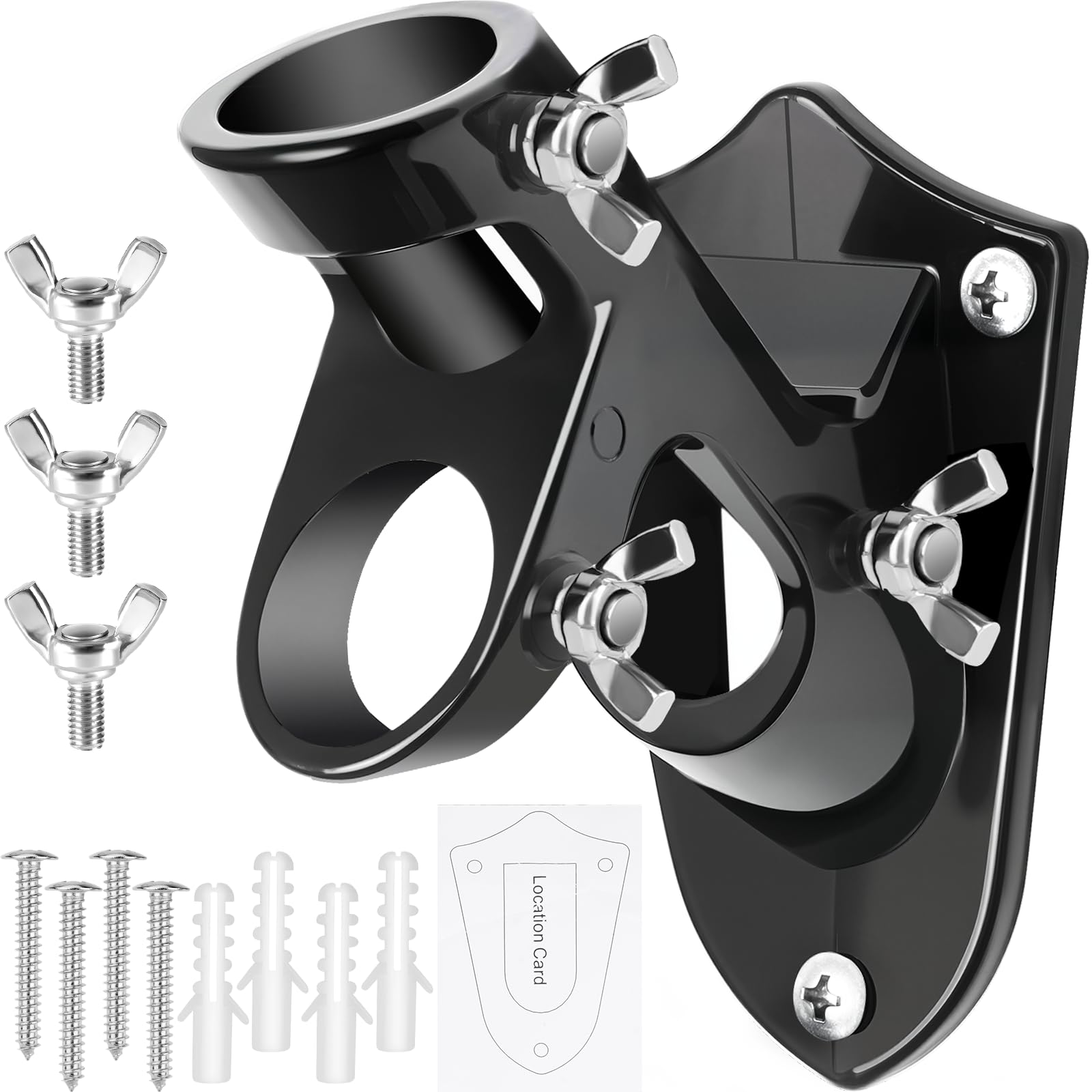 HPGOED flag pole holder outdoor bracket demonstrates sturdy wall mounting for exterior flags.