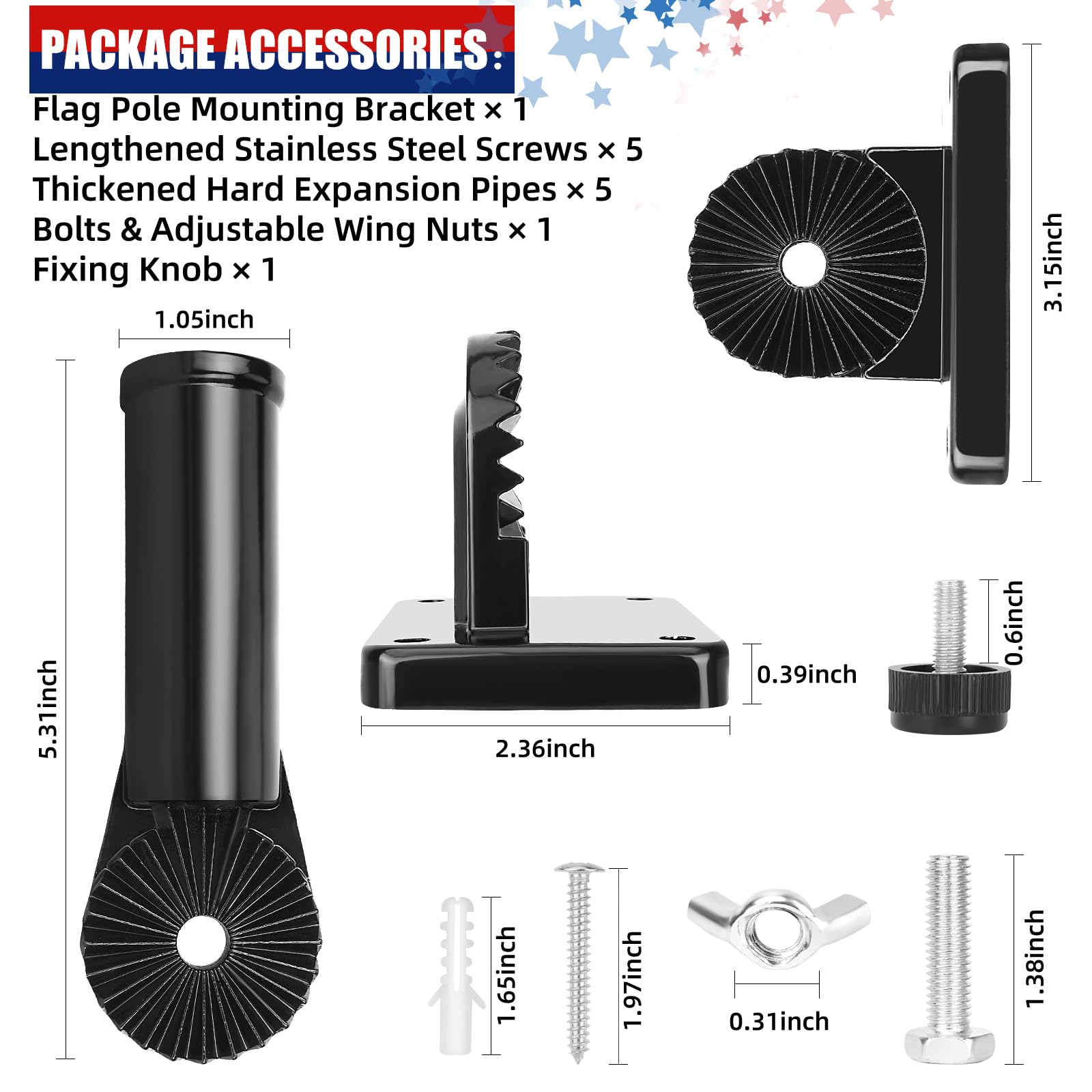 HPGOED heavy-duty aluminum bracket, wall mounted, rust-free for outdoor use.