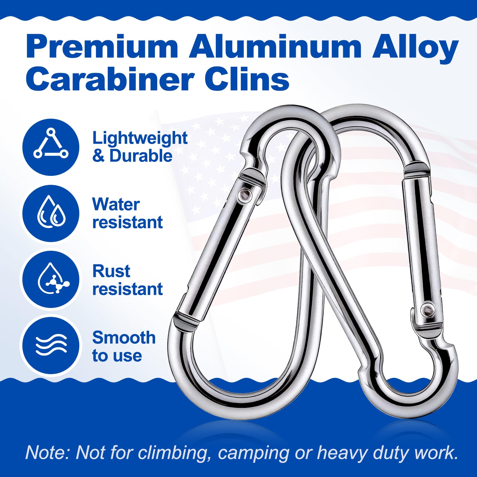 HPGOED spring-door carabiner clip provides one-handed, fast connection.