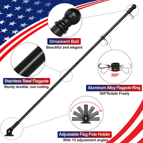 Thickened stainless steel pole resists bending and warping.