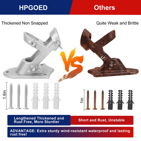 HPGOED wall-mount 90-degree bracket secures flags neatly along walls.