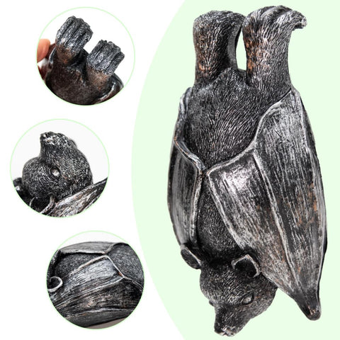 HPMAISON resin bat statue decorates garden pots with weatherproof durability.