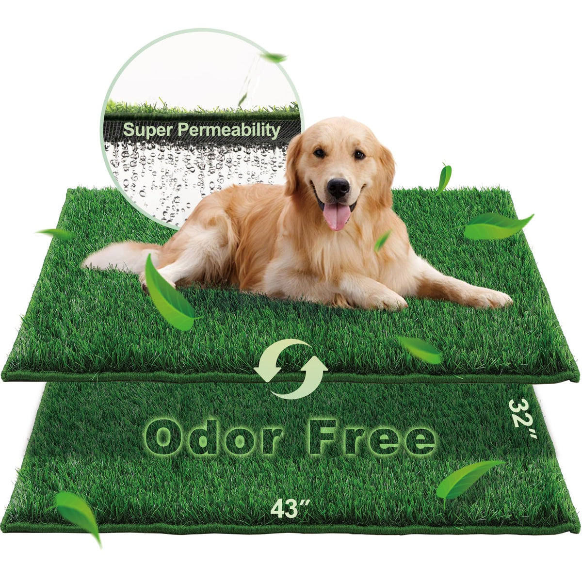 HQ4US 4LEGS artificial grass potty pads, large size 43x32 inches, suitable for home use