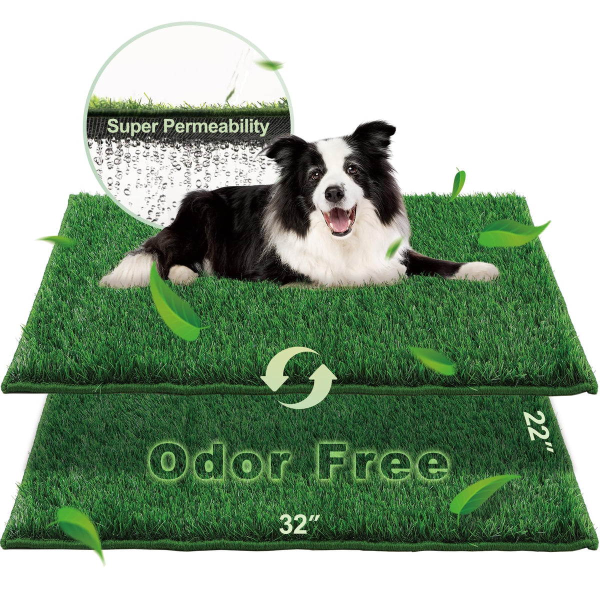 HQ4US 4LEGS artificial grass potty pad large with hemmed edge for easy cleaning