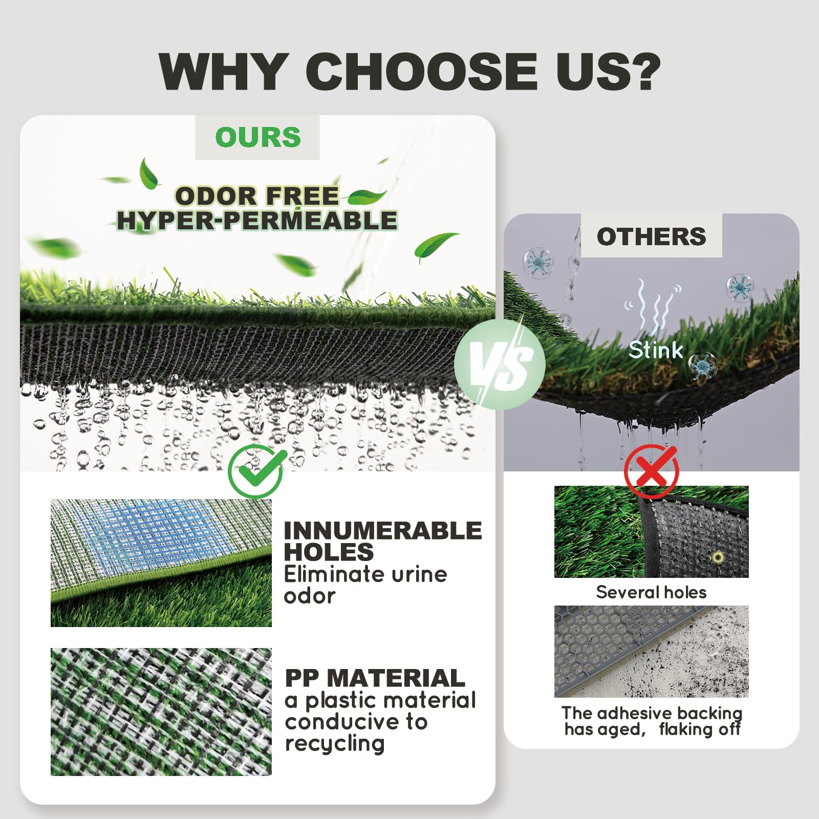 HQ4US 4LEGS odor-free turf close-up with realistic texture
