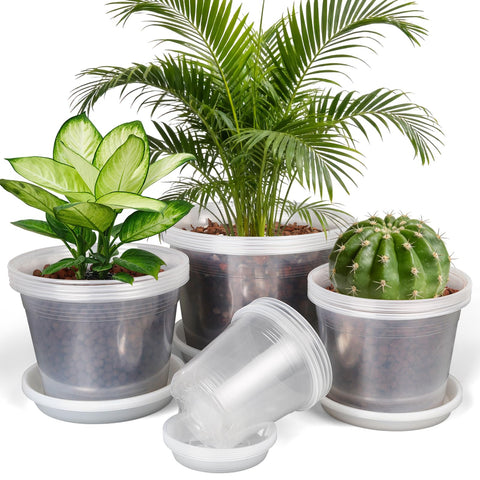 HQAUT clear nursery pot 4-inch with drainage holes for healthy root growth
