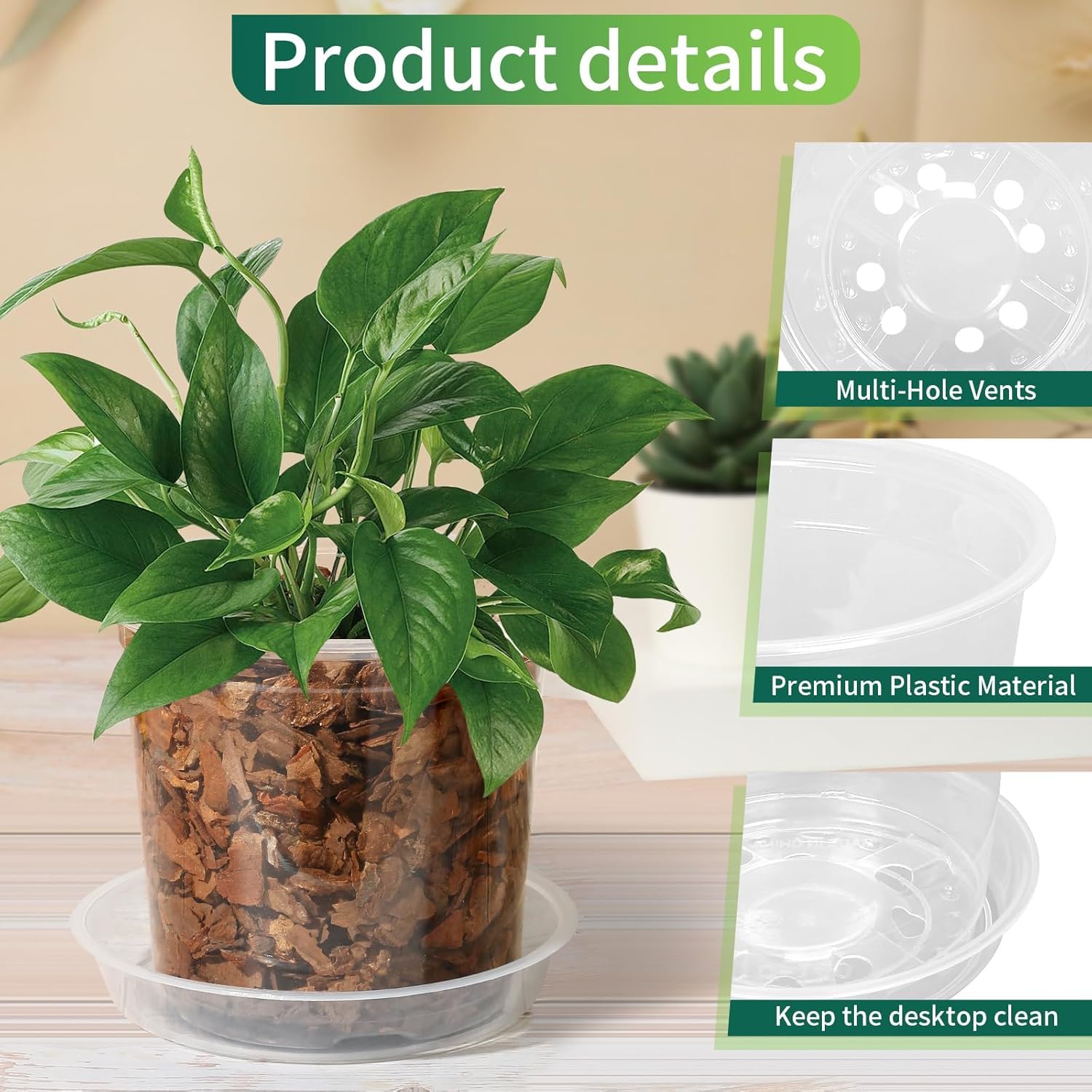 HQAUT clear nursery pot 8-inch transparent for easy moisture monitoring