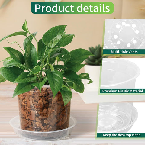 HQAUT clear nursery pot 8-inch transparent for easy moisture monitoring