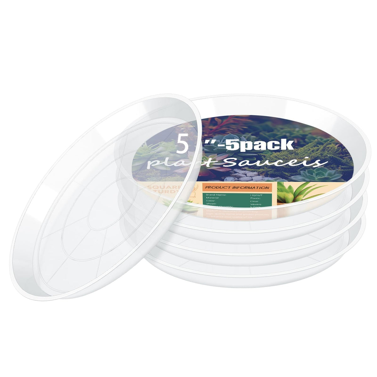 HQAUT clear plant saucer 4-inch for visible drainage and floor protection.