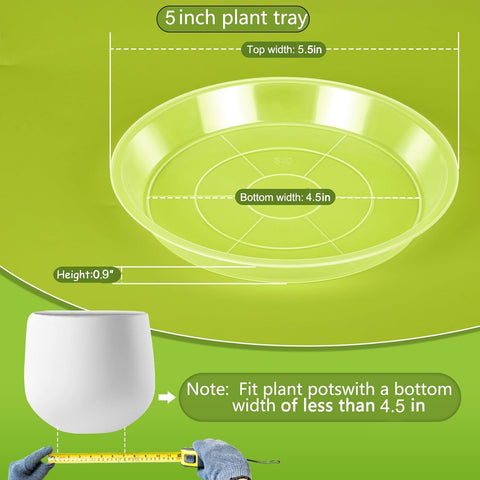 HQAUT clear plant saucer 5-inch fits compact pots and prevents spills.