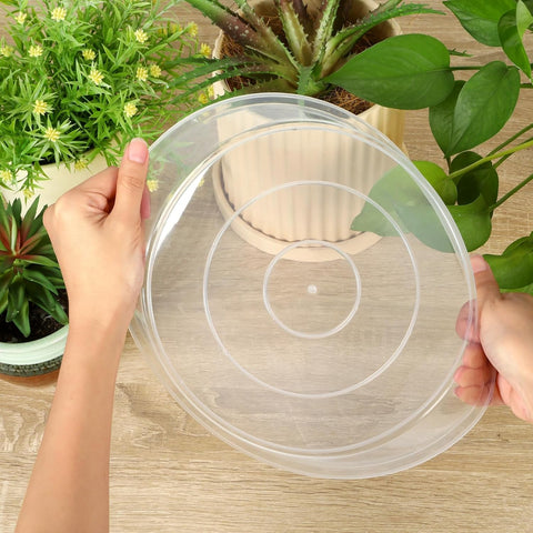 HQAUT clear plant saucer 8-inch catches excess water and simplifies cleanup.
