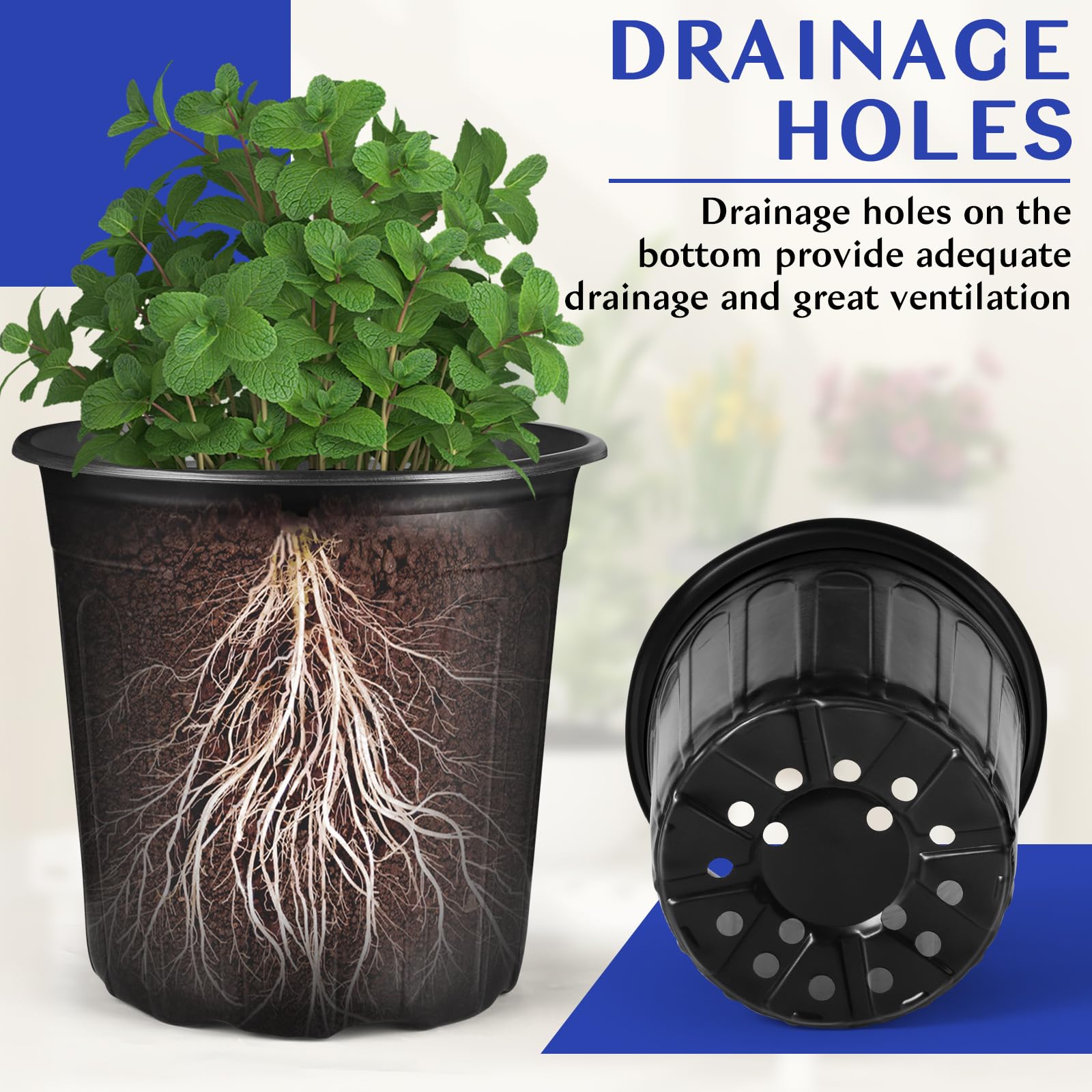 HQAUT flexible plastic gallon pot offers lightweight durability for routine use