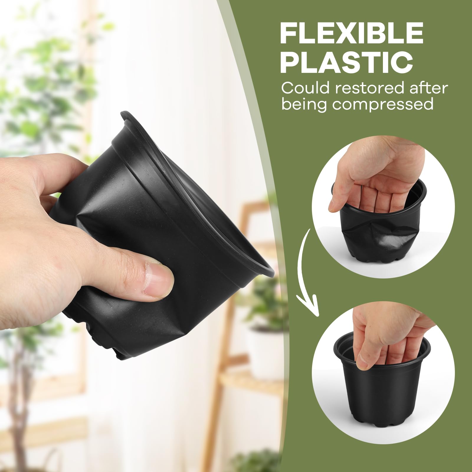 HQAUT plastic nursery pots are lightweight yet durable for repeated use.