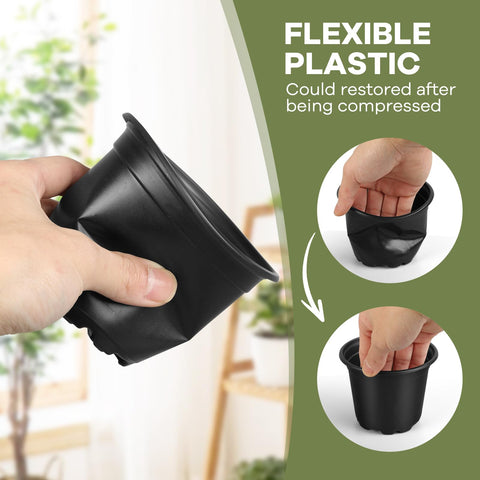 HQAUT plastic nursery pots are lightweight yet durable for repeated use.
