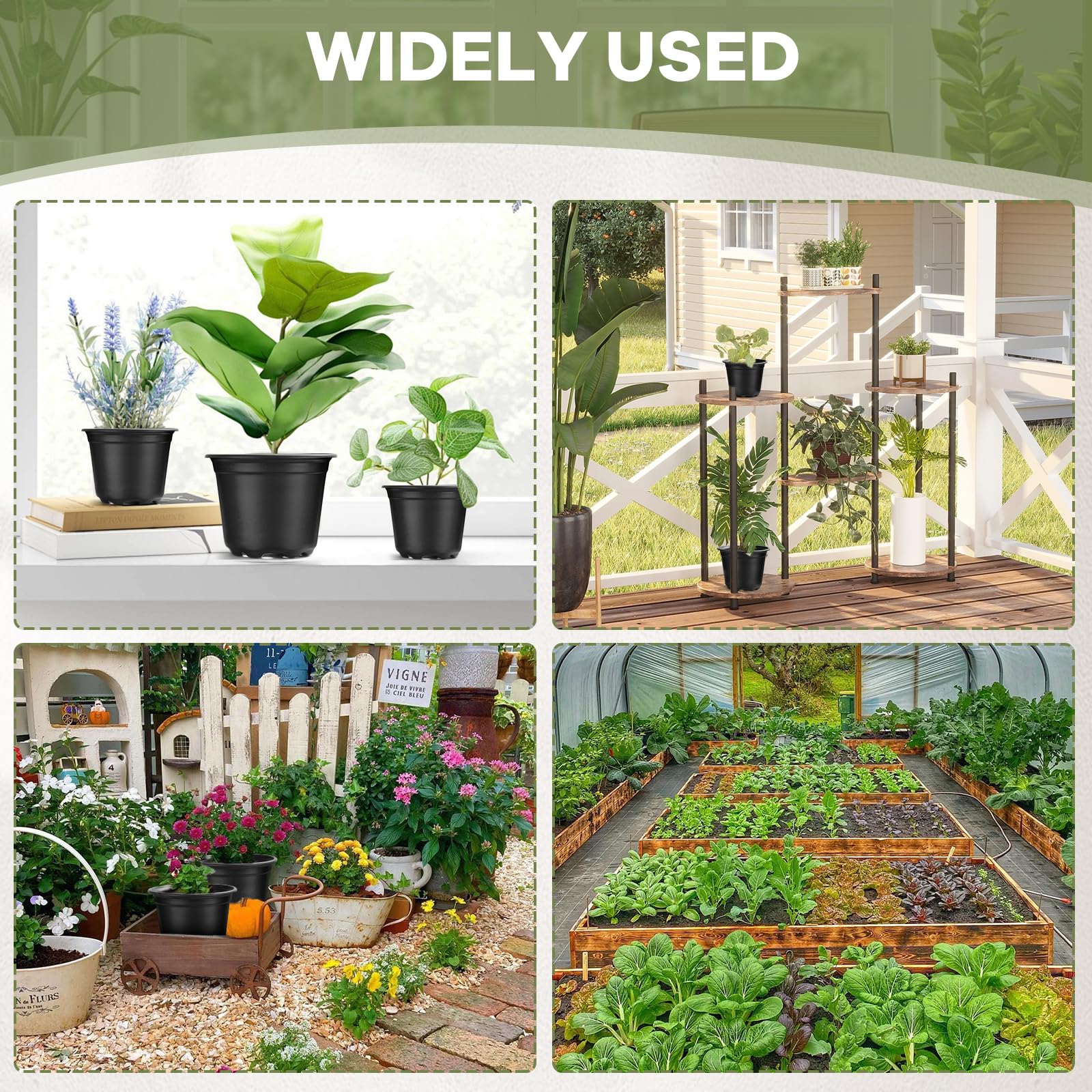 HQAUT versatile nursery pots fit varying growth stages for beginners and pros.
