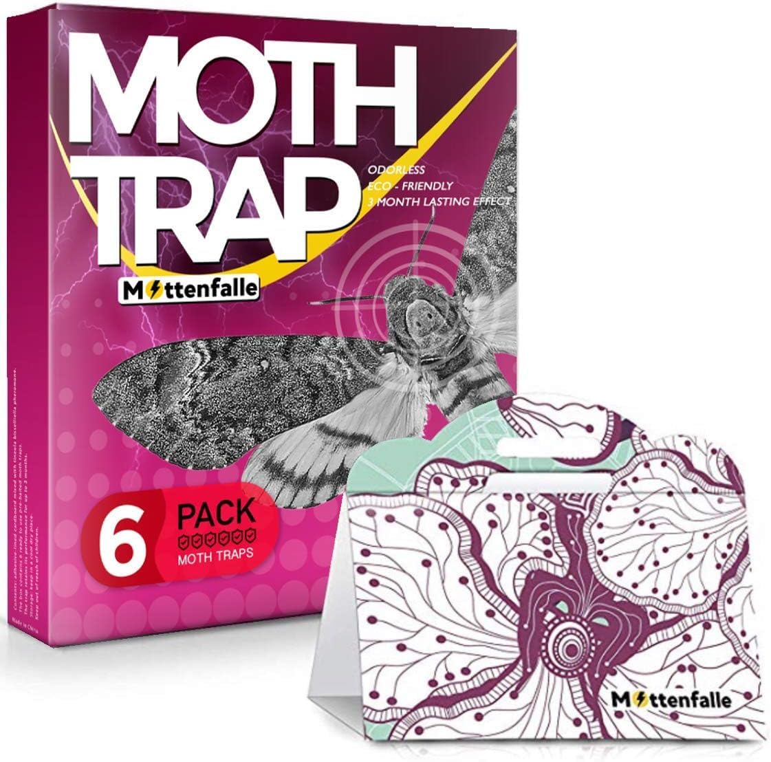 HQBLC Mottenfalle trap front view, stylish moth control for wool wardrobes.