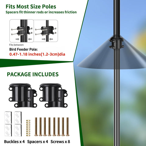HQBRO Bird feeder pole accessory clip keeps posts stable in wind.