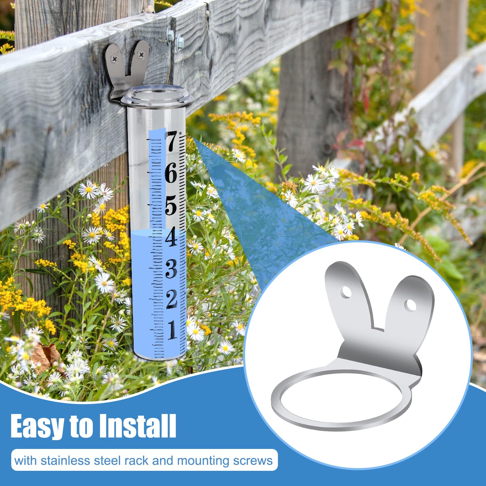 HQcontL clear 7-inch scale for quick, easy rainfall readings