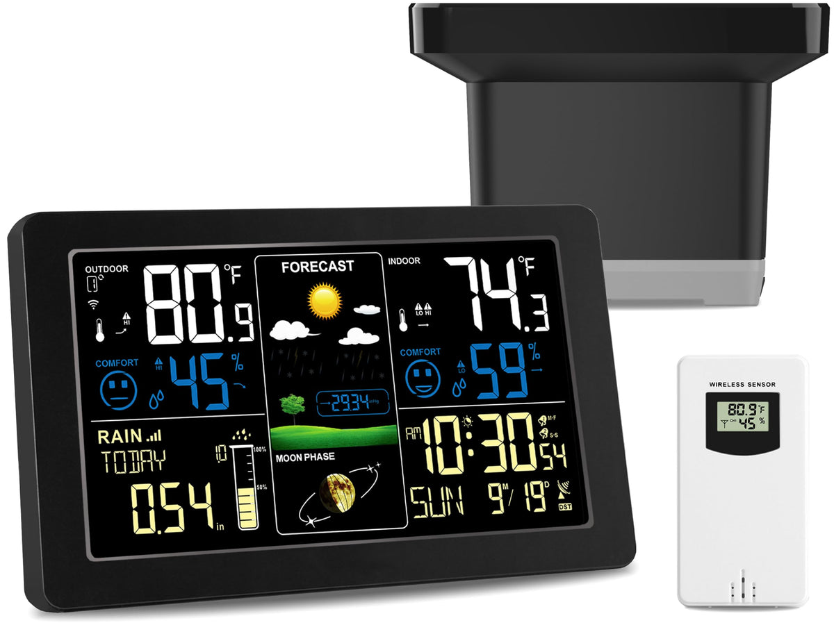 HQcontL digital rain gauge display shows rainfall and time clearly for quick checks.