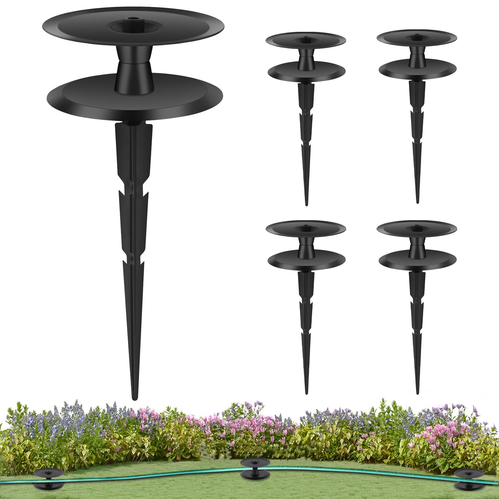 HQcontL garden hose guide spike 4pc set ready for durable outdoor use