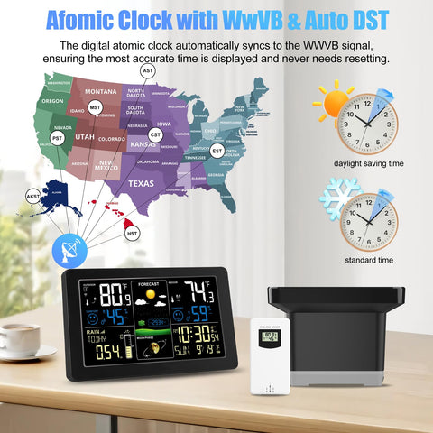 HQcontL WWVB atomic clock ensures accurate time and DST with automatic updates.
