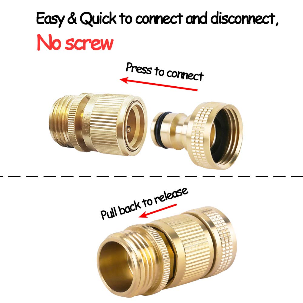 HQMPC brass female connector highlights sturdy connection for leak-free watering.