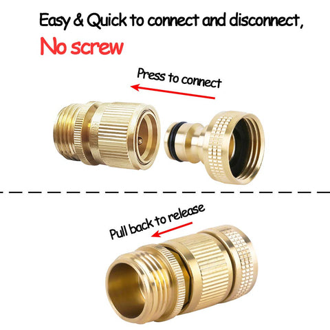 HQMPC brass female connector highlights sturdy connection for leak-free watering.