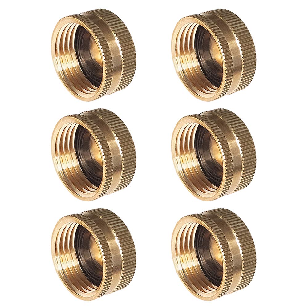 HQMPC brass garden hose cap with washer seals 3/4-inch connections for leak-free storage.