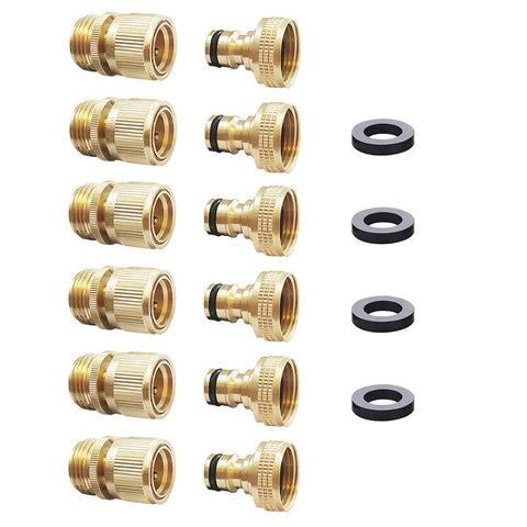 HQMPC brass garden hose quick connect 6-set kit for fast, secure connections.