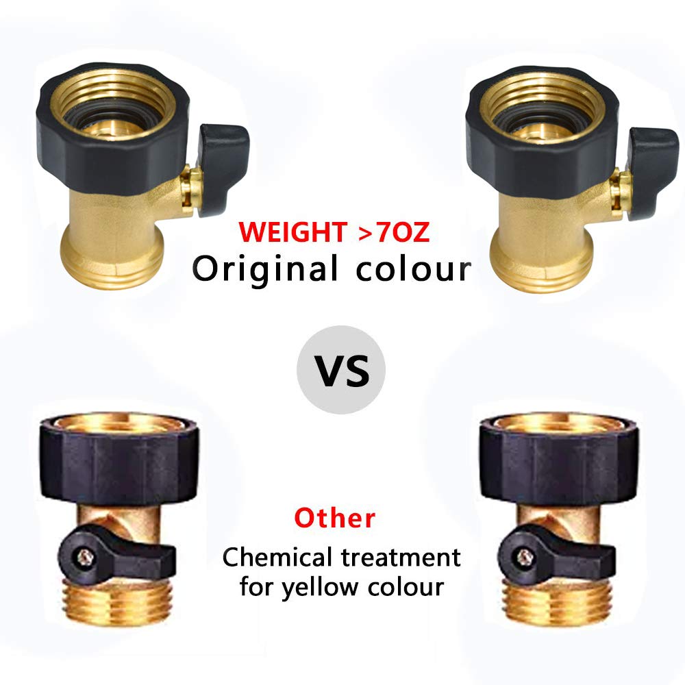 HQMPC brass garden hose shut-off valve close-up showing solid construction for outdoor use.