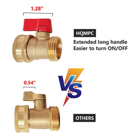HQMPC brass garden hose shut-off valve with large handle for easy operation