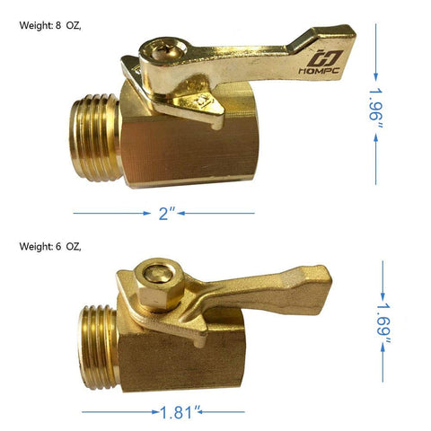 HQMPC brass valve close-up shows seal with male connector for tight connection.