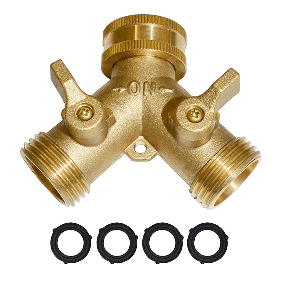 HQMPC brass garden hose Y valve for durable two-way watering.