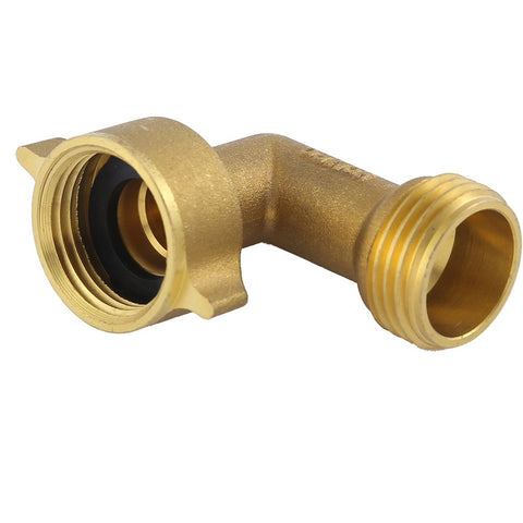 HQMPC brass hose elbow assembly provides sturdy, durable connections.