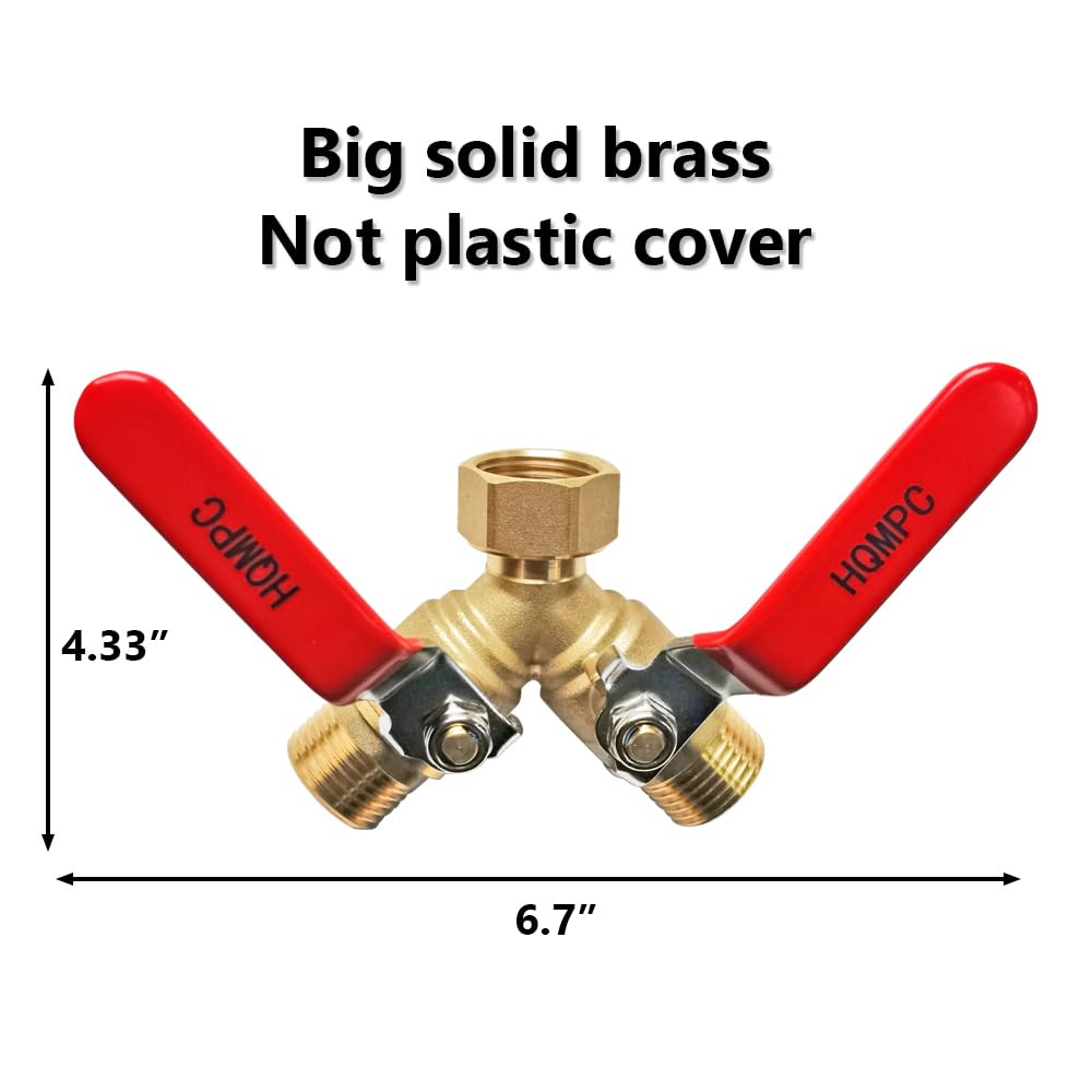 HQMPC brass hose splitter with full-port design for maximum flow