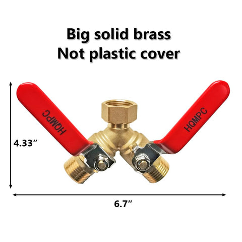 HQMPC brass hose splitter with full-port design for maximum flow
