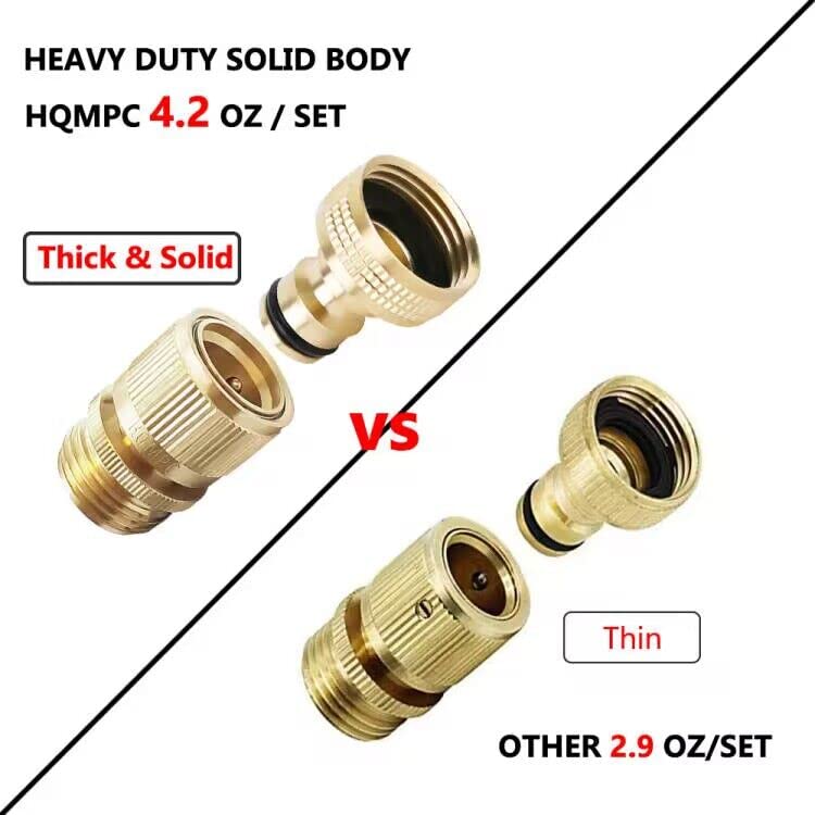 HQMPC brass male connector ensures fast, secure attachment to hoses.