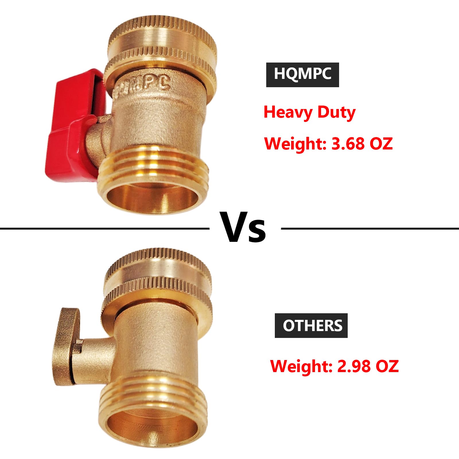 HQMPC brass shut-off valve with 3-4 inch GHT thread compatibility