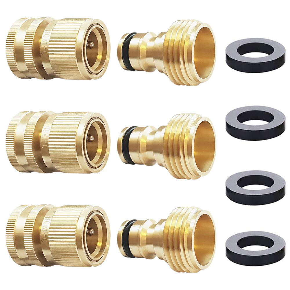 HQMPC garden hose quick connect solid brass assembly for durable, leak-free performance