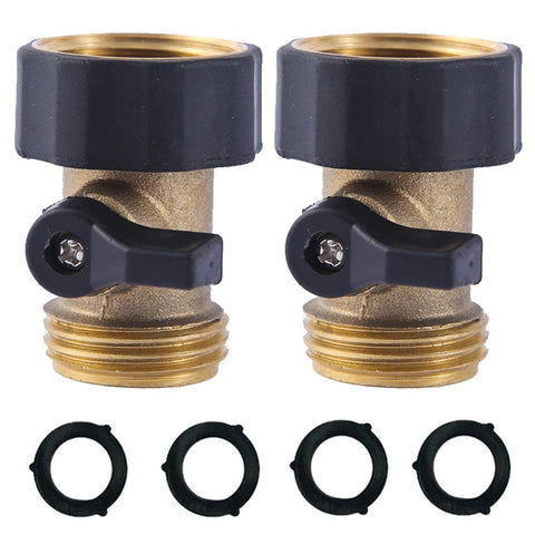 HQMPC heavy-duty brass shut-off valve two-pack ready for easy hose control.
