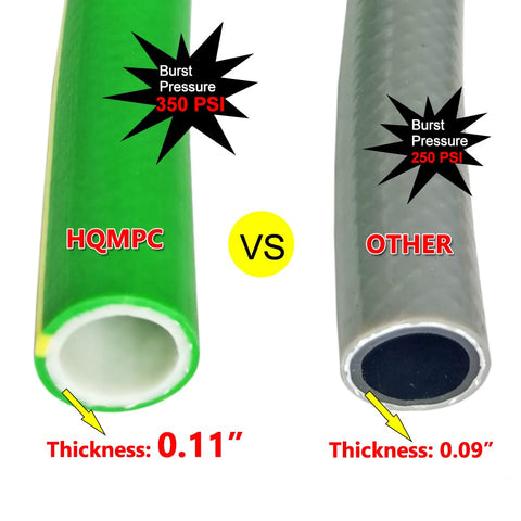 HQMPC hose with spray nozzle demonstrates versatile watering patterns
