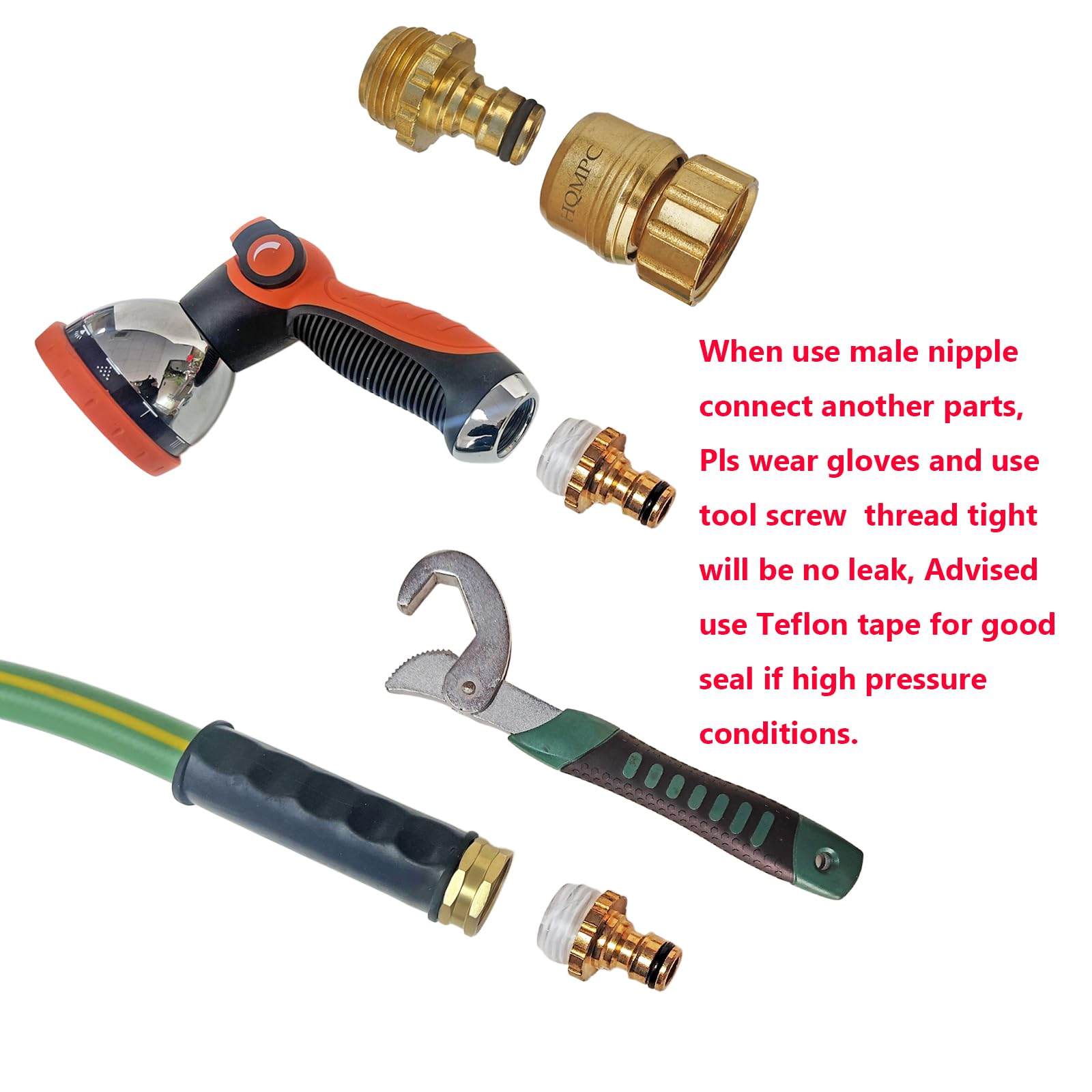 HQMPC No Pb washer for leak-proof sealing in each connection.