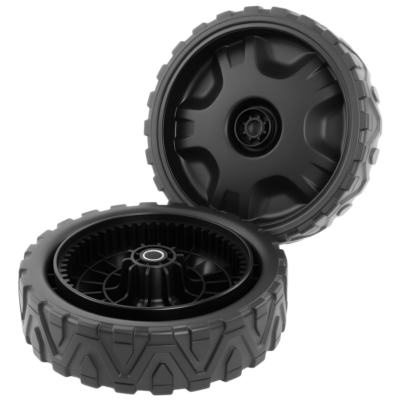 HQPASFY 2-pack 8in lawn mower wheels side view shows durable traction for even mowing