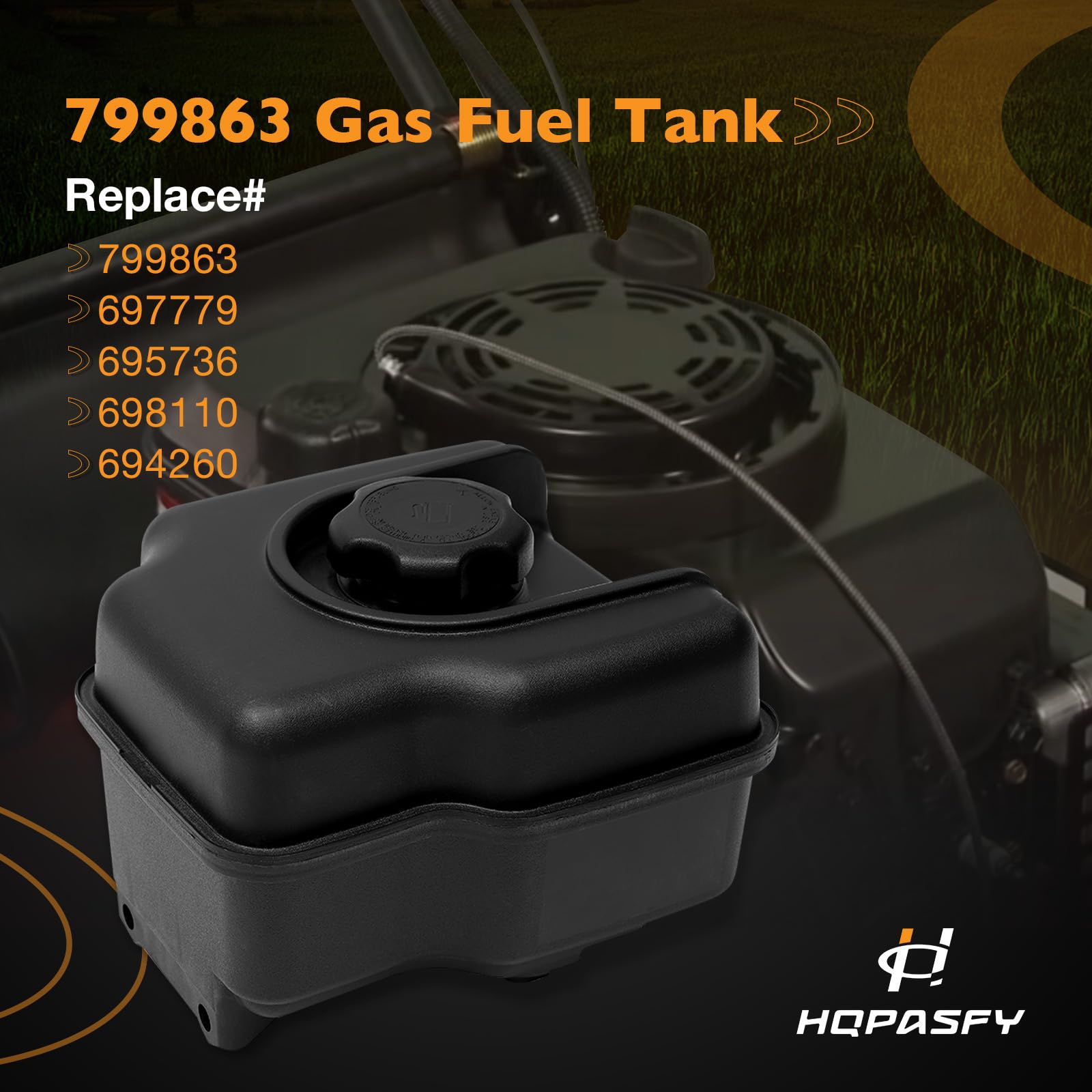 HQPASFY fuel tank cap side view, easy-to-rotate pentagonal cap for quick refuels.