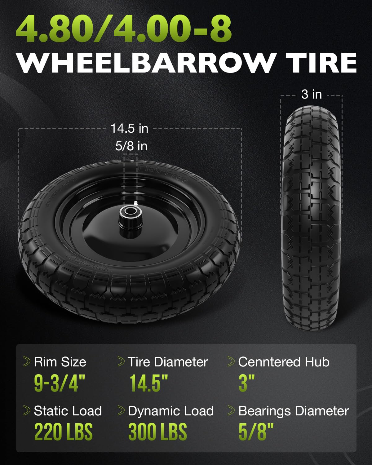 HQPASFY tire side view showing rugged tread for outdoor use.