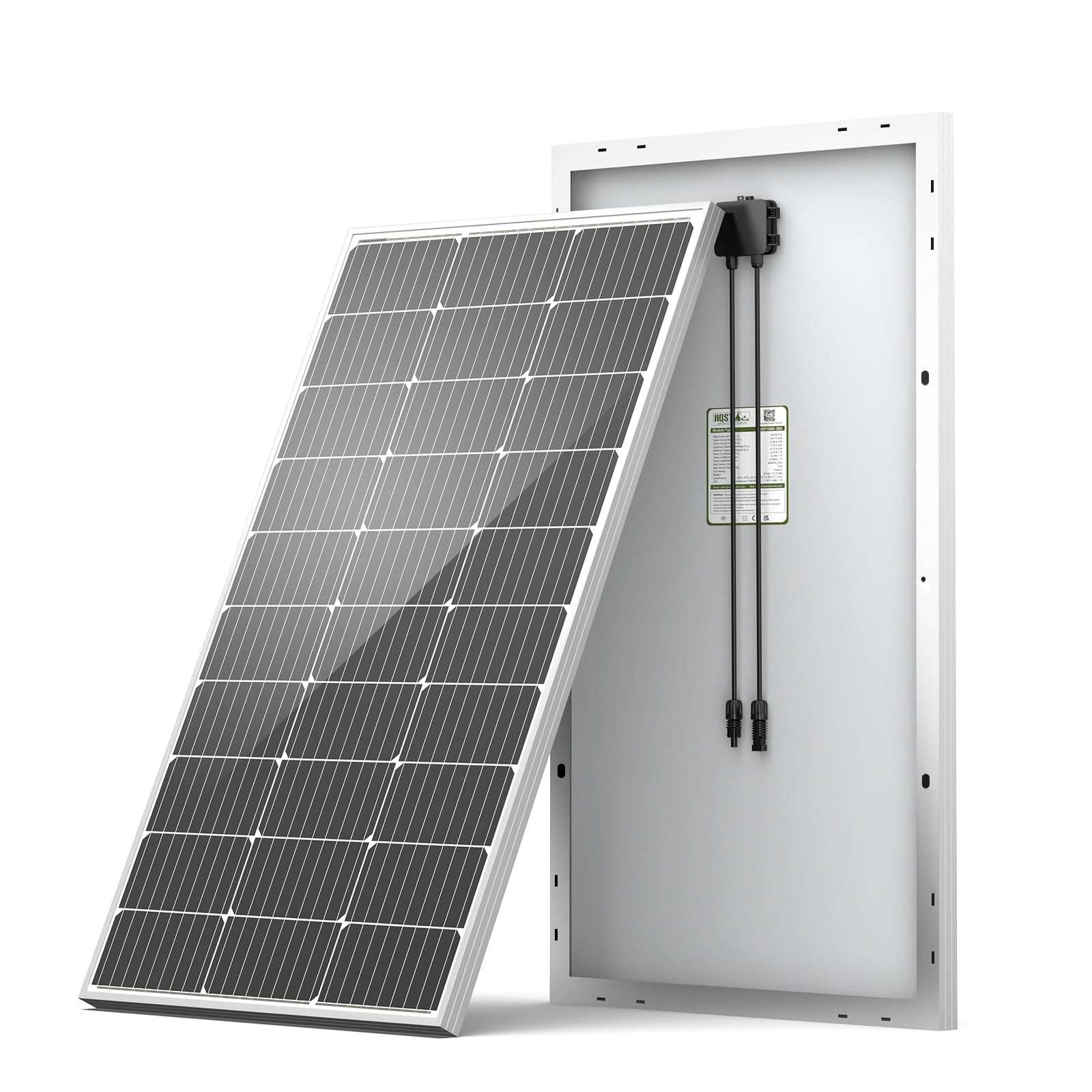 HQST 100W panel front view for RVs and boats charging