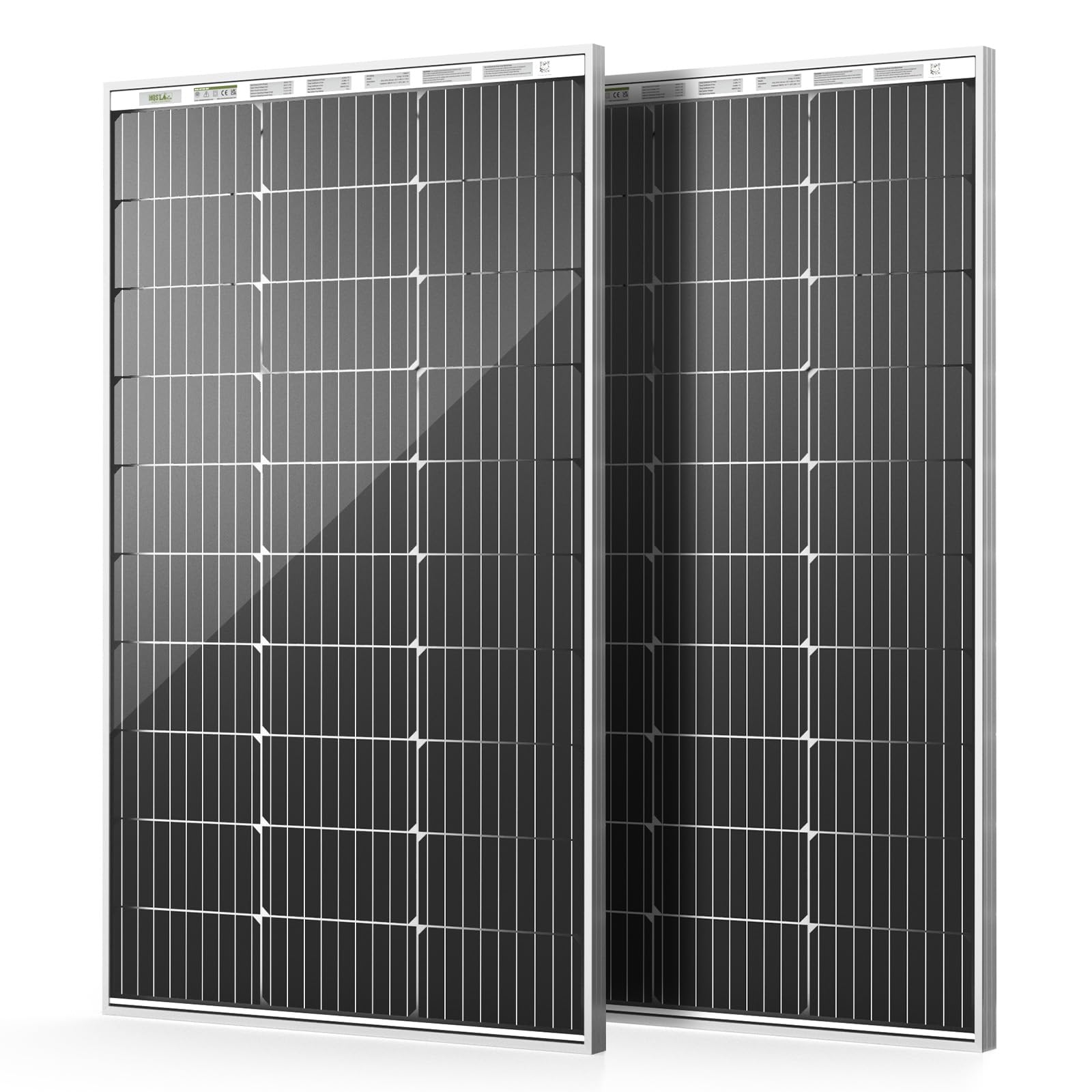 HQST 100W panel front view showing compact, lightweight solar power for boats and RVs.
