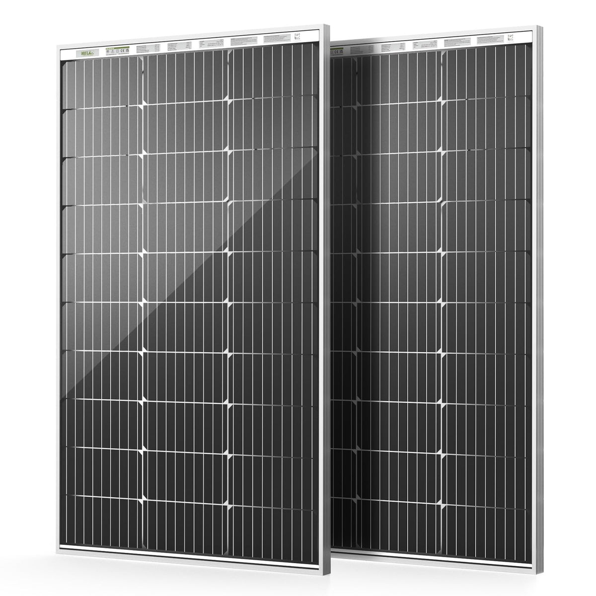 HQST 100W panel front view showing compact, lightweight solar power for boats and RVs.