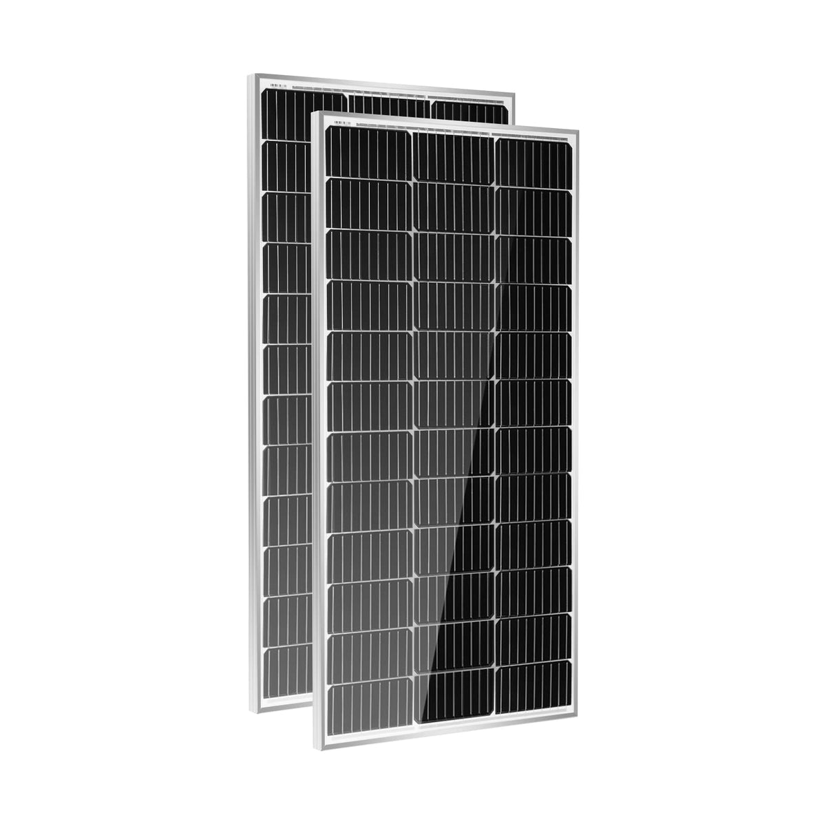 HQST 2-pack 100W 12V panel front view, high-efficiency monocrystalline cells